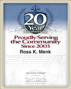 Ross K Menk 20 years lawyer
